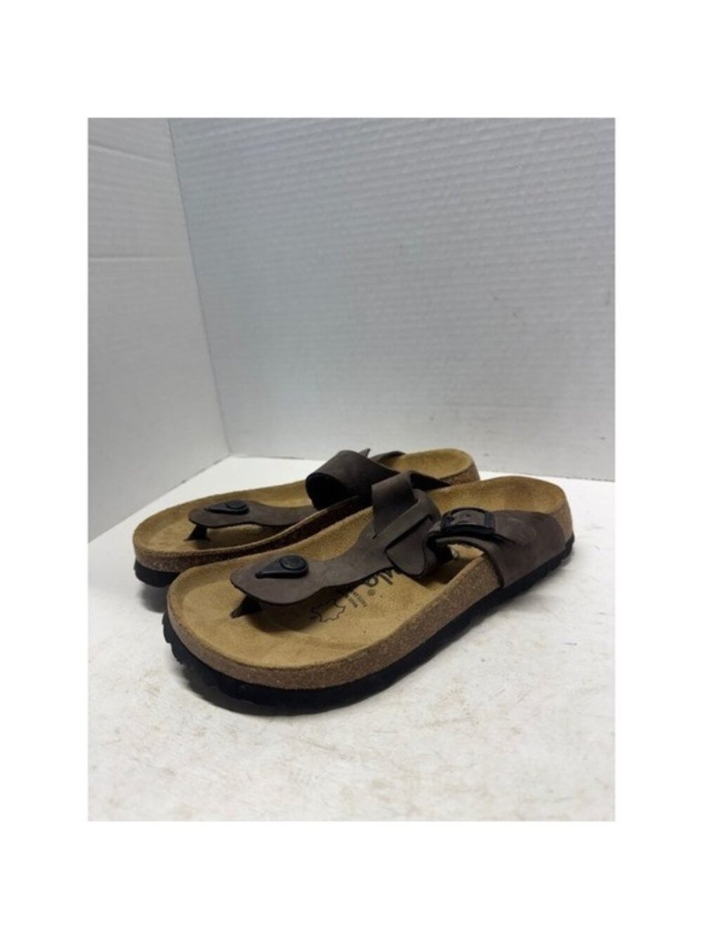 Betula by Birkenstock Brown Thong Sandals Cork Footbed Buckle Slides EU 36 6
